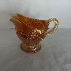 Vintage Fashion Imperial Carnival Glass Marigold Creamer Hobstar & Flowers